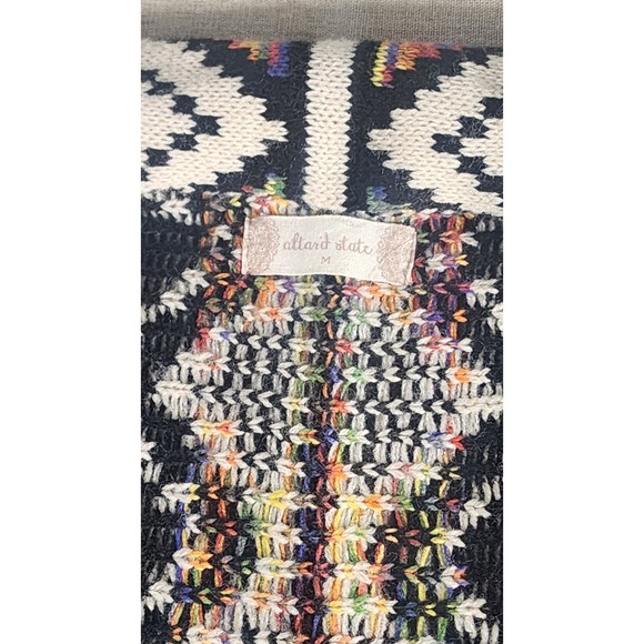 Altar'd State Women's Knit Open‎ Front Cardigan Shawl Navy Cream Aztec Medium - Picture 4 of 10